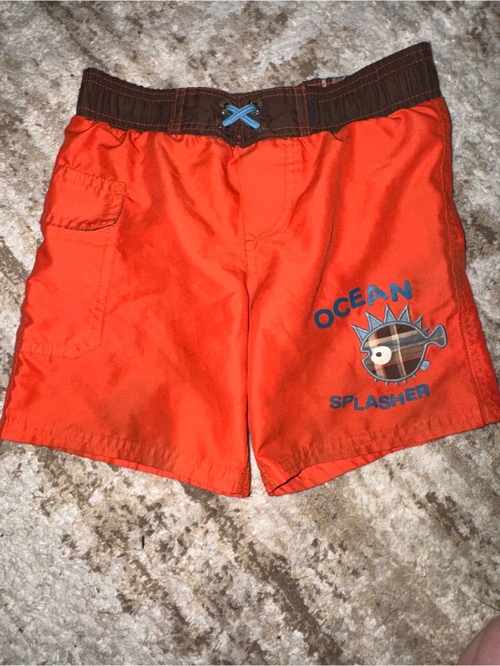 OshKosh B'gosh Orange Swim Trunks with Fish Graphic